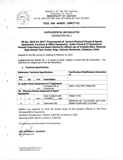 nsic rc 666h|SUPPLEMENTAL/BID BULLETIN.